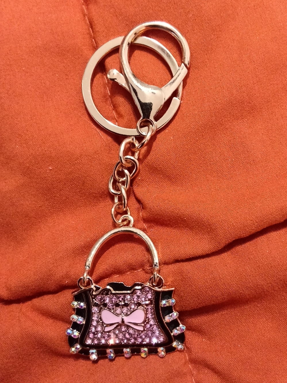 Gold-tone Mini Handbag Keychain Charm – Pink, Beige & Brown CHOOSE ONE - Picture 4 of 6